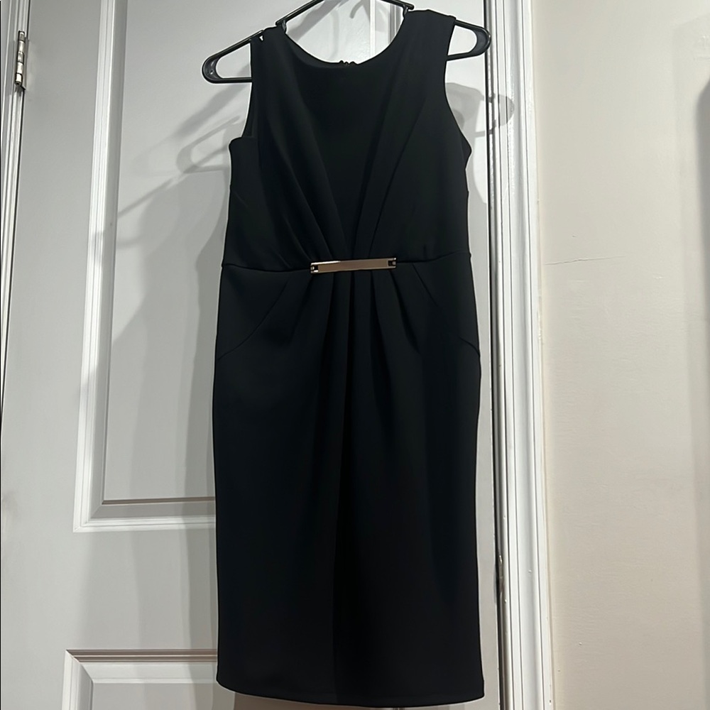 Enfocus Studio Black Gold Midi Dress Sleeveless Cocktail